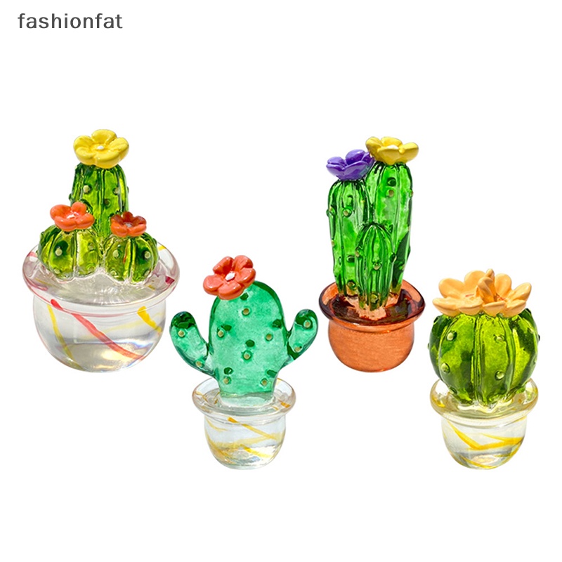 Set 4 Đồ trang trí Cây Xương Rồng Mini Bằng Nhựa Resin Thủ Công Trang Trí Xe Hơi