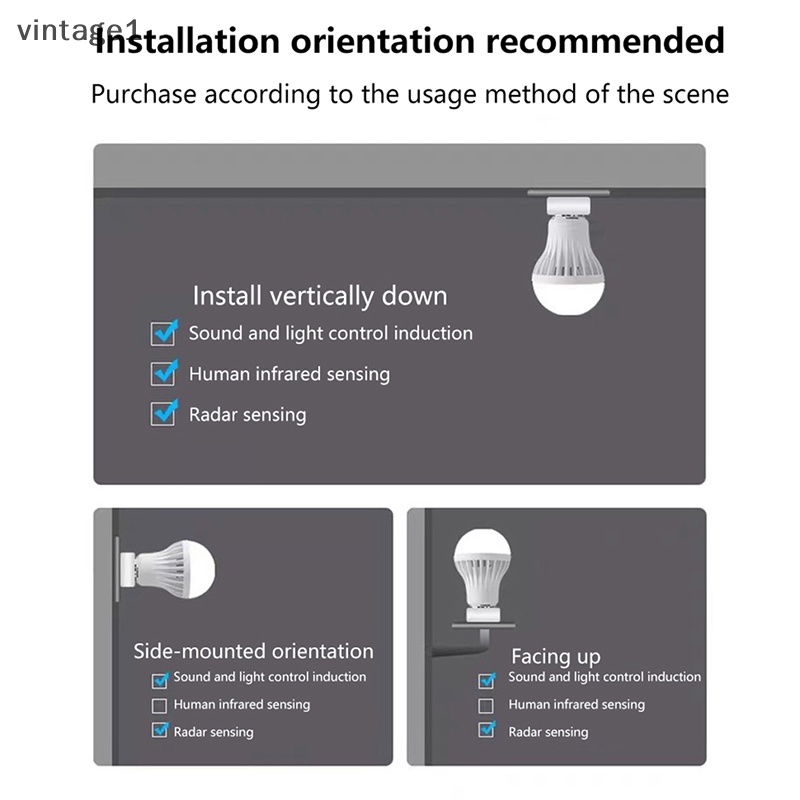 Bóng Đèn LED E27 PIR Cảm Biến Chuyển Động 5W 9W 15W