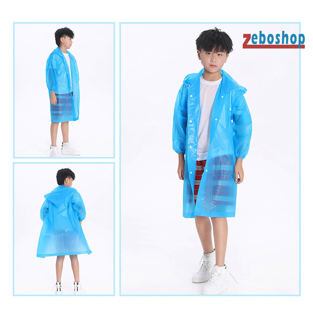 Áo Mưa Dáng Dài Bằng EVA Có Mũ Trùm Tiện Dụng Cho Bé