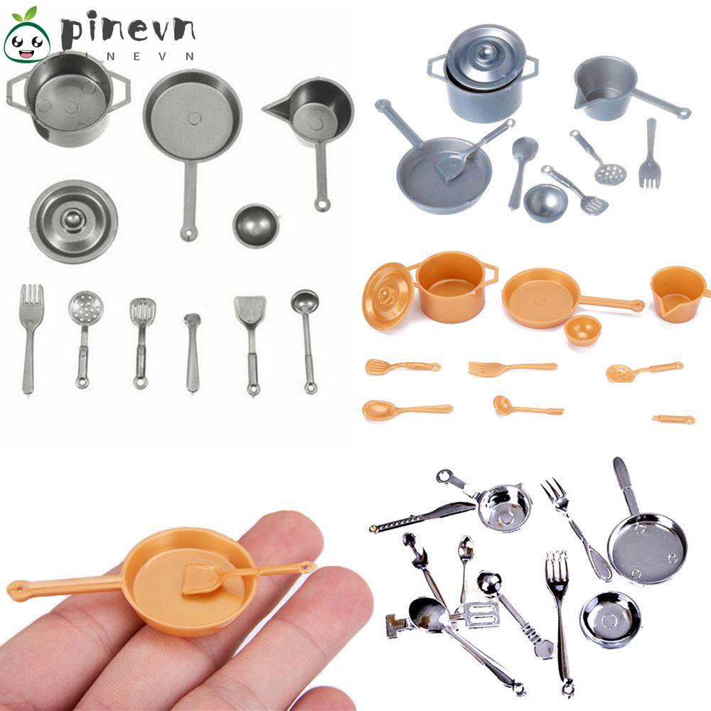 Set 10 / 11 Món Đồ Chơi Mô Hình Nồi Chảo Và Nĩa Cho Nhà Búp Bê