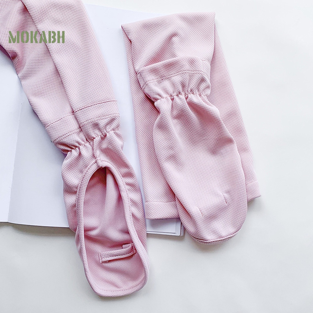 1 Cặp Găng Tay Chống Nắng Chống Tia UV Mềm Mại Thấm Hút Mồ Hôi Màu Trơn Dành Cho Nữ