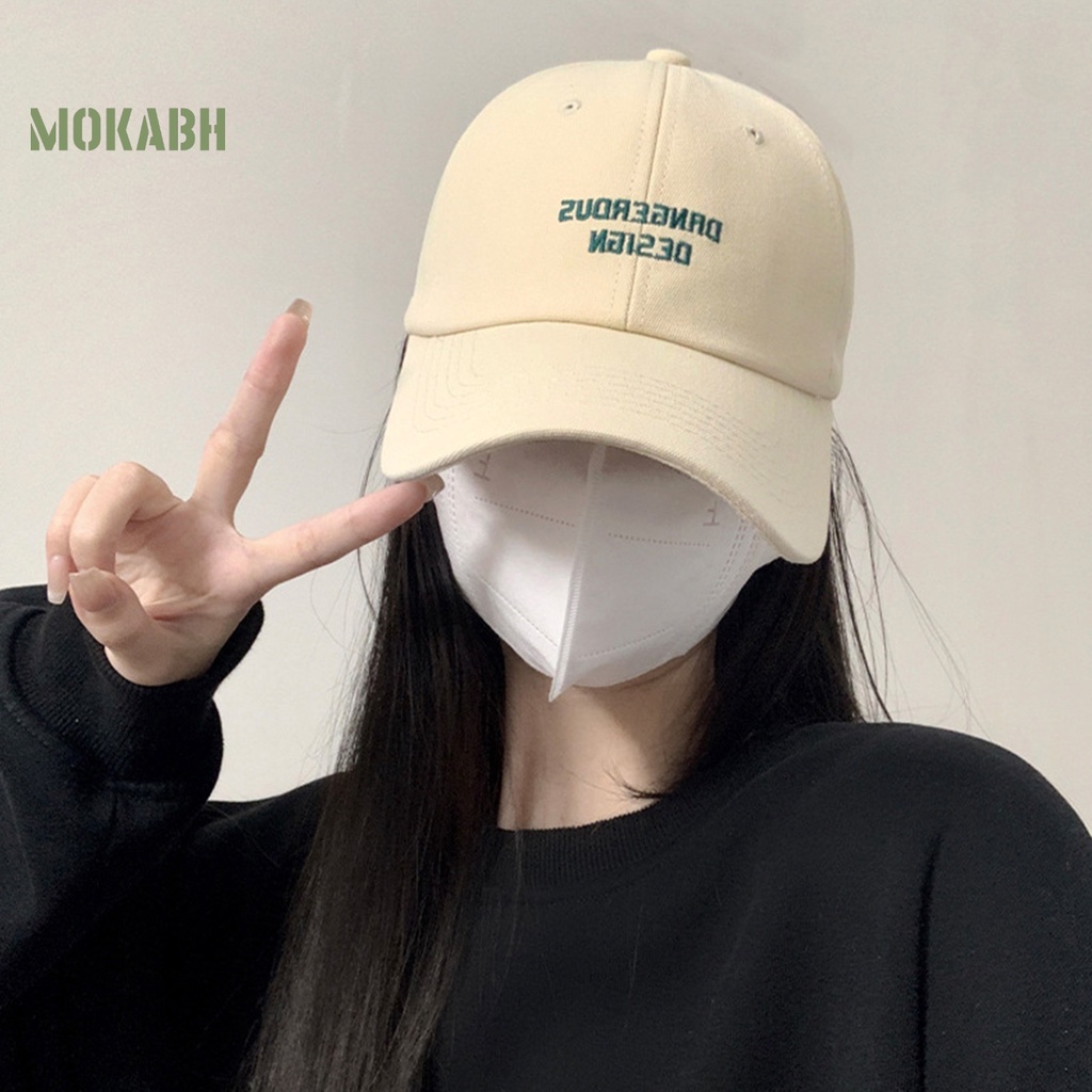 [Mok Abh] Mũ Lưỡi Trai Màu Trơn Thêu Chữ Phong Cách Hip Hop Hàn Quốc