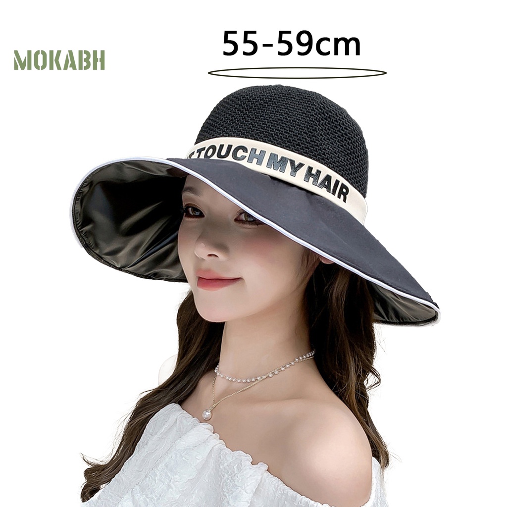 Nón Tai Bèo Rộng Vành Màu Trơn Họa Tiết Chữ Thời Trang Mùa Hè Cho Nữ