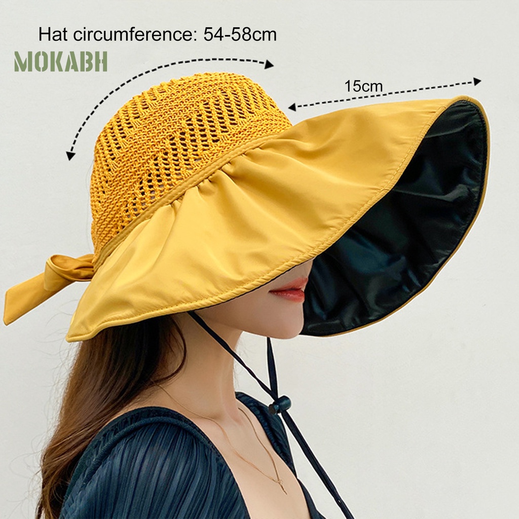 [Mok Abh] Mũ Ngư Dân Dây Bện Hở Chóp Có Thể Gấp Lại Được Dùng Ngoài Trời Cho Nữ