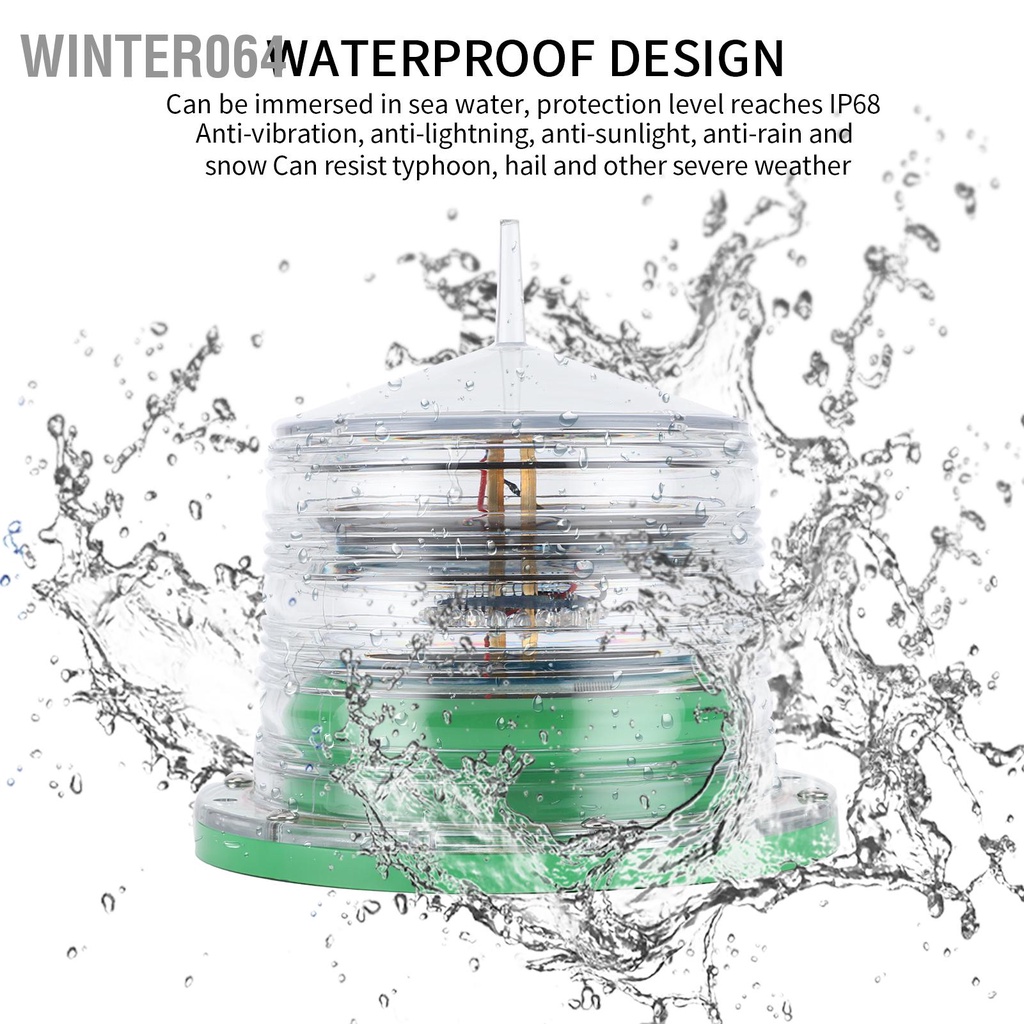 Winter064 IP68 Chống Thấm Nước Năng Lượng Mặt Trời Tàu Beacon Light Sà Lan LED Điều Hướng Nhấp Nháy Nổi Marine Boat Phụ Kiện