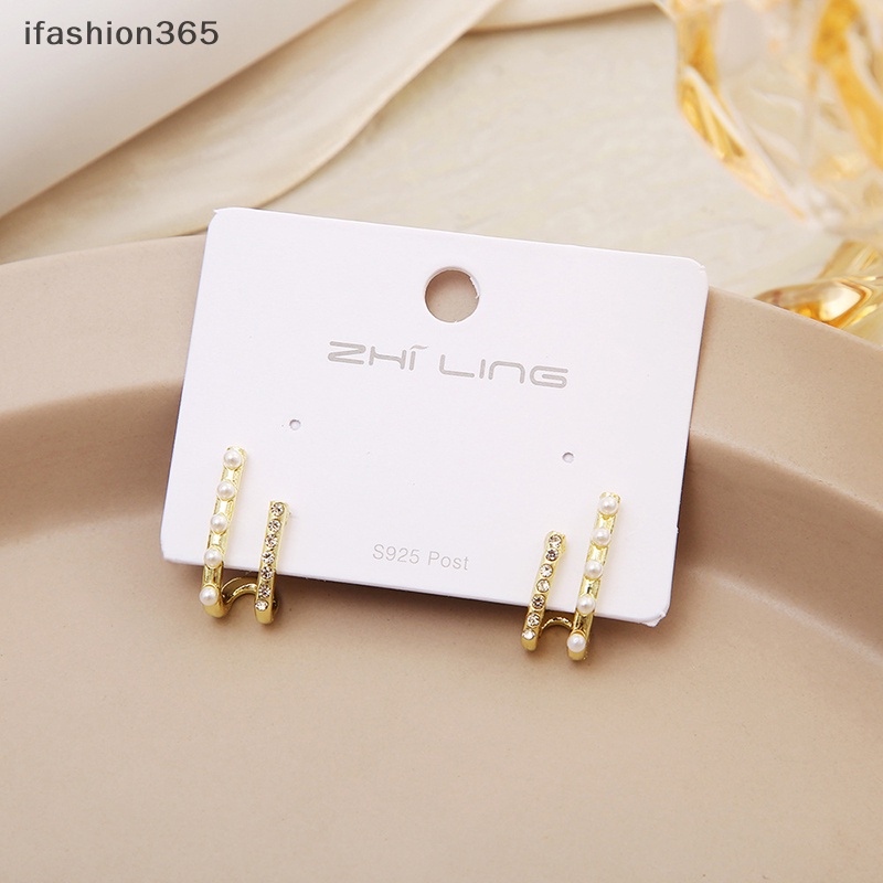 Bông Tai Đính Đá Zircon Ngọc Trai Sáng Bóng Độc Đáo Thời Trang Hàn Quốc ifashion365