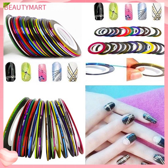 Bộ 30 Cuộn Băng Keo Dán Trang Trí Móng Tay Nhiều Màu Sắc DIY