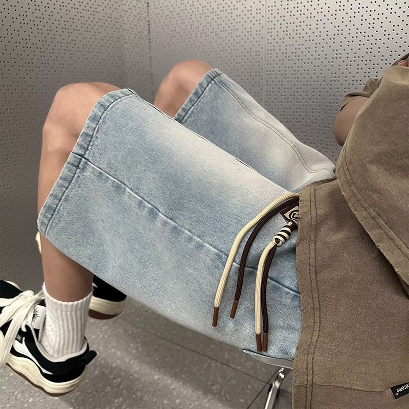 Quần Short denim Đơn Giản Thời Trang Harajuku Nhật Bản Cho Nam