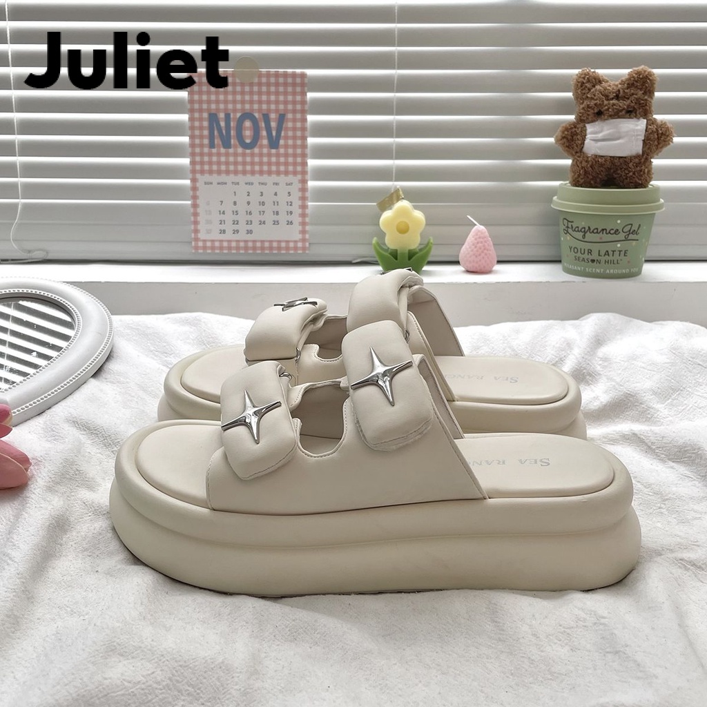 Juliet dép sandal nữ Dép Lê Thời Trang Sao Chéo Mùa Hè Mặc 2023 Mới Nền Dày B28G0IR