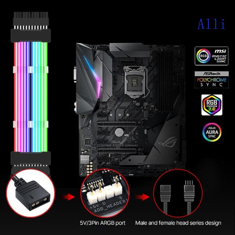 Dây Cáp Nối Dài Bo Mạch Chủ 8Pin GPU 24Pin RGB Cho Máy Tính