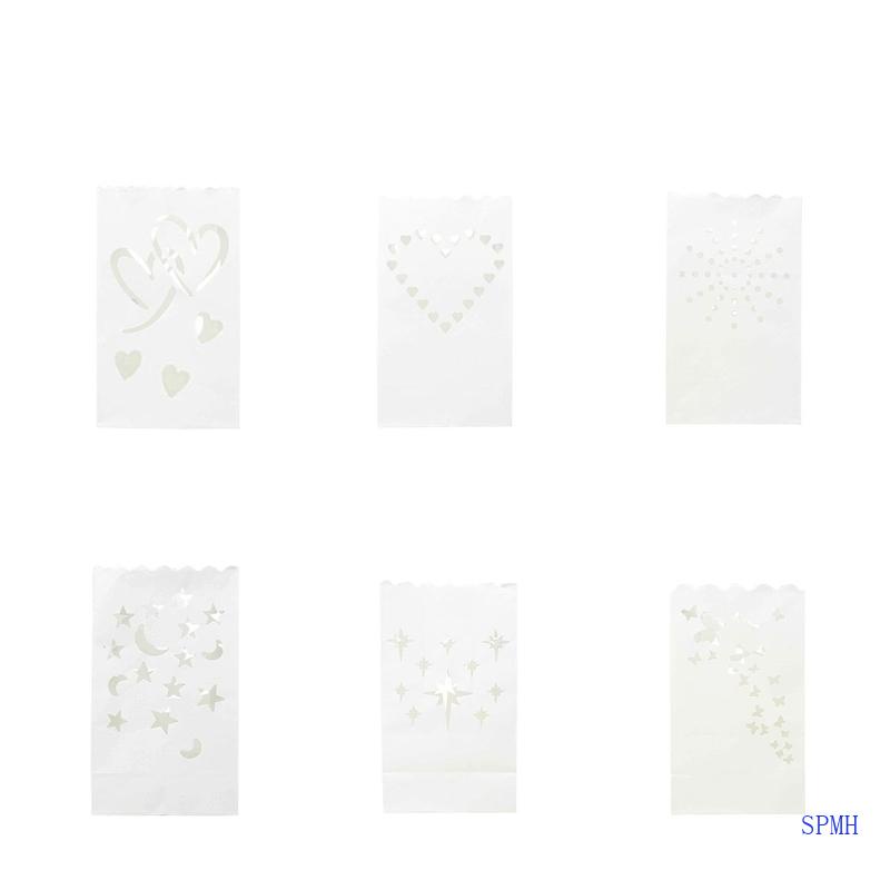 Bộ 10 Túi Đựng Nến Bằng Giấy Màu Trắng Siêu Nhẹ Trang Trí Nhà Cửa / Lễ Hội / Năm Mới