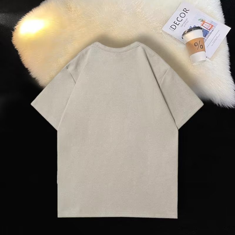 Áo Thun Da Lộn Tay Ngắn Dáng Rộng Thời Trang Mùa Hè Cho Nam