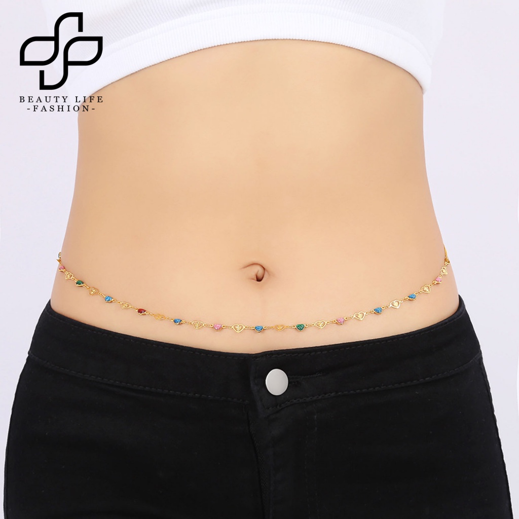 Dây Xích Đeo Hông Nhiều Màu Sắc Mặt Trái Tim Phong Cách Punk Đơn Giản Sáng Tạo Dành Cho Nữ