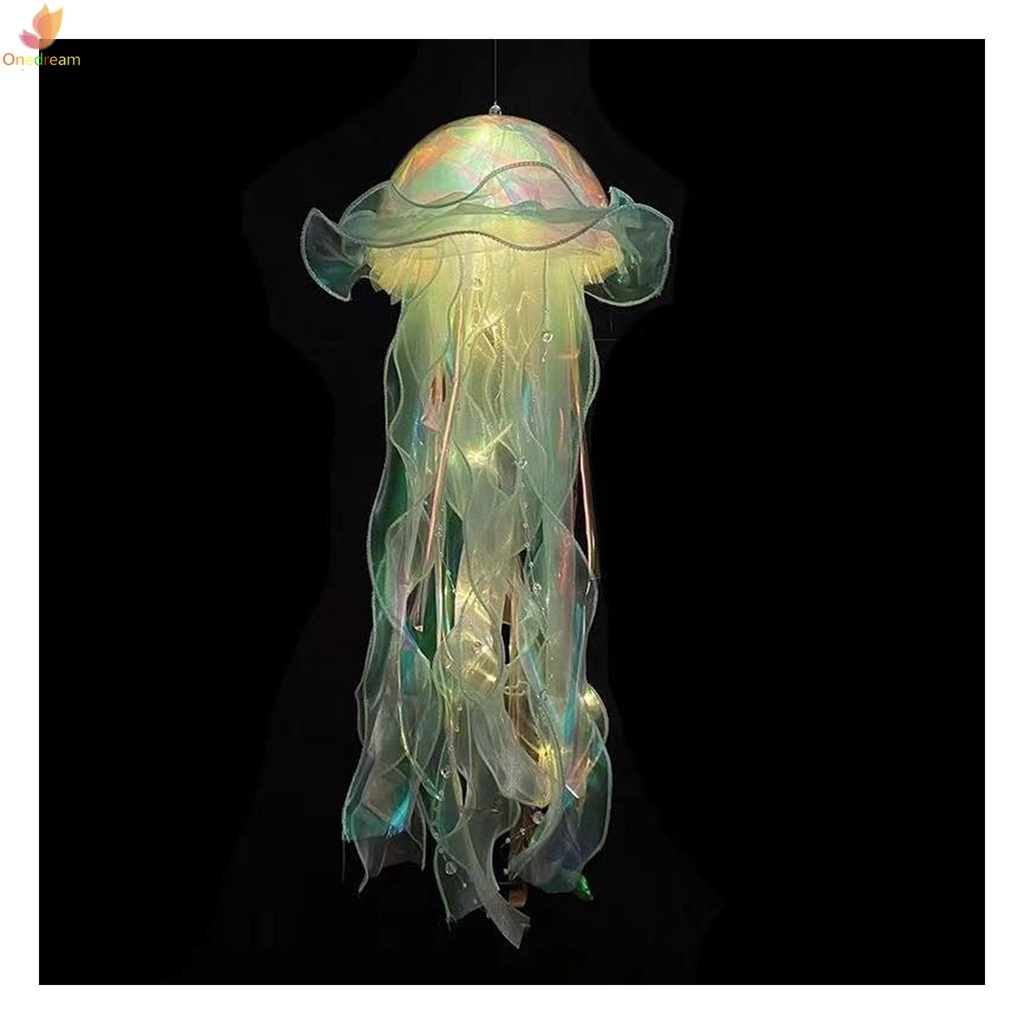 Lồng Đèn Treo Bằng Vải Sứa Lấp Lánh Kèm Dải Sáng