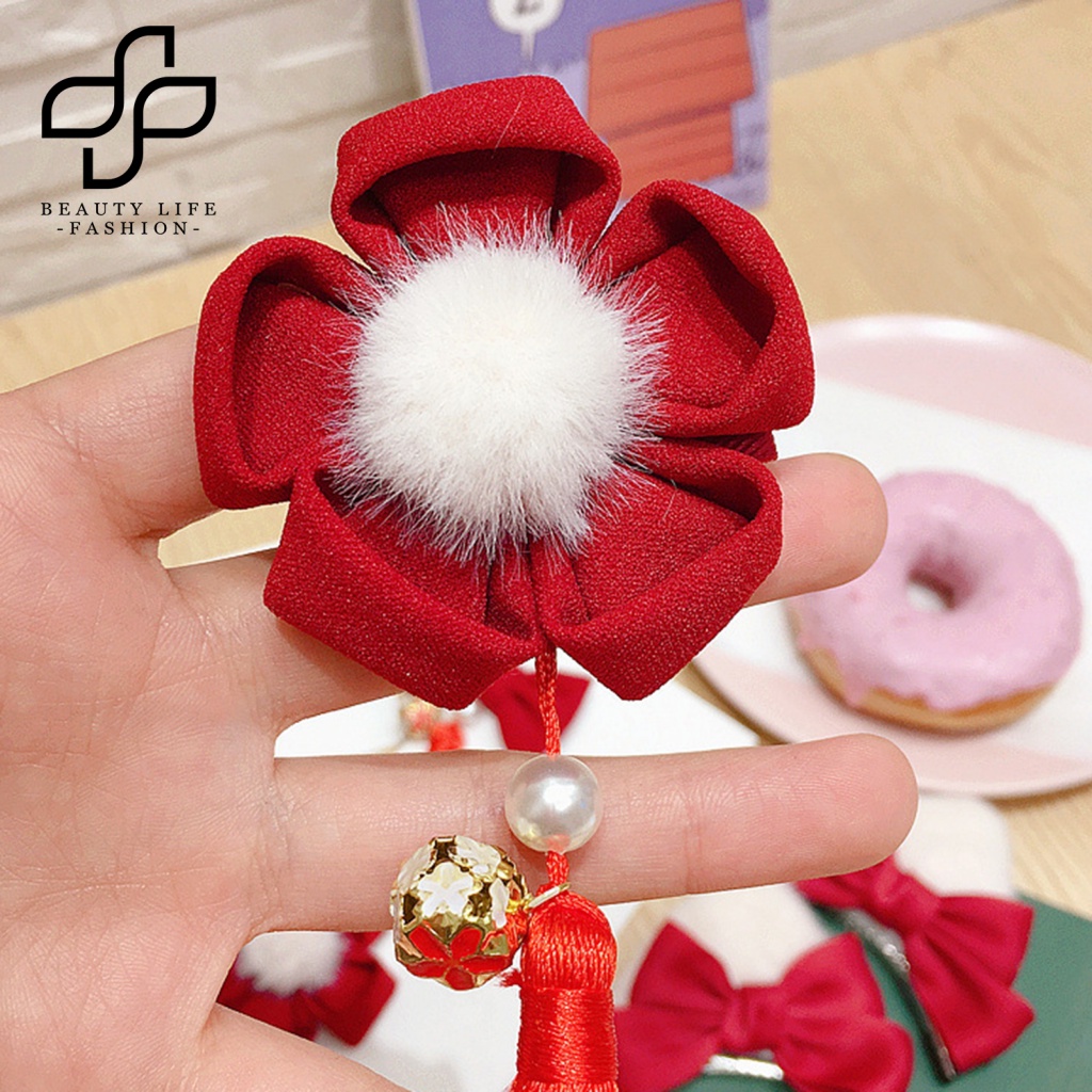 1 Cặp Kẹp Tóc Tua Rua Phong Cách Trung Hoa Cổ Điển Cho Bé Chụp Ảnh