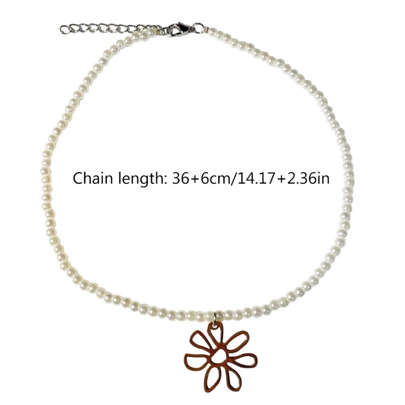 Vòng cổ Chuỗi Hạt Ngọc Trai Mặt Hình Hoa Rỗng