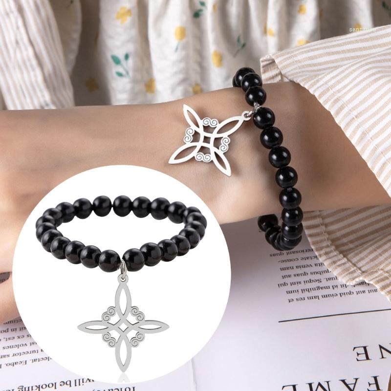 Vòng Đeo Tay Chuỗi Hạt Bằng Hợp Kim Acrylic Màu Bạc Phong Cách Ai-Len Thời Trang Cho Nam Và Nữ