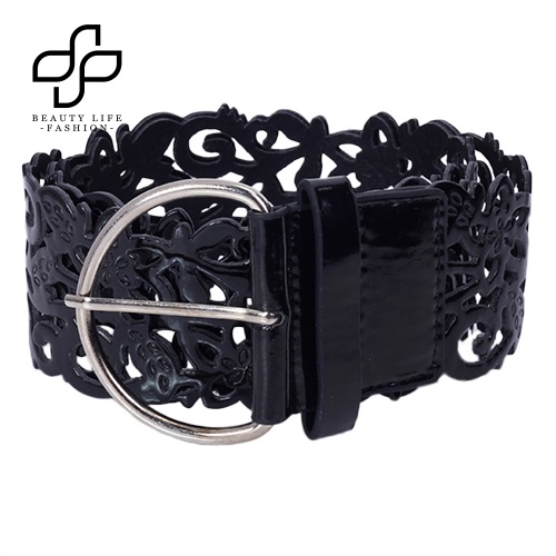 Thắt Lưng Giả Da Bản Rộng Họa Tiết Hoa Rỗng Thời Trang Cho Nữ