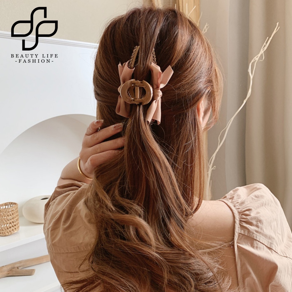 Kẹp Tóc Càng Cua Đính Đá Màu Trơn Chống Rơi Cho Nữ