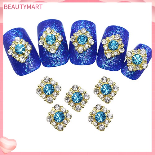 Bộ 10 Miếng Dán Móng Tay Nghệ Thuật Bằng Hợp Kim Đính Đá Pha Lê Xinh Xắn DIY