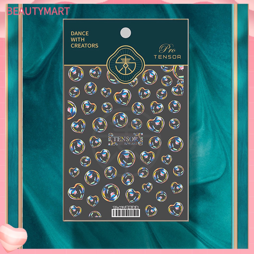 Miếng Dán Trang Trí Móng Tay Trong Suốt Siêu Mỏng Họa Tiết Bong Bóng 5D