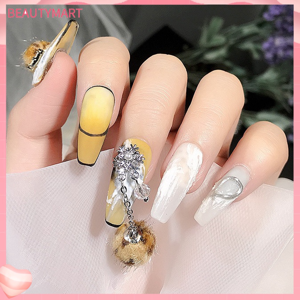 Bộ Phụ Kiện Trang Trí Móng Tay Hình Bông Tuyết Ba Chiều Lấp Lánh DIY