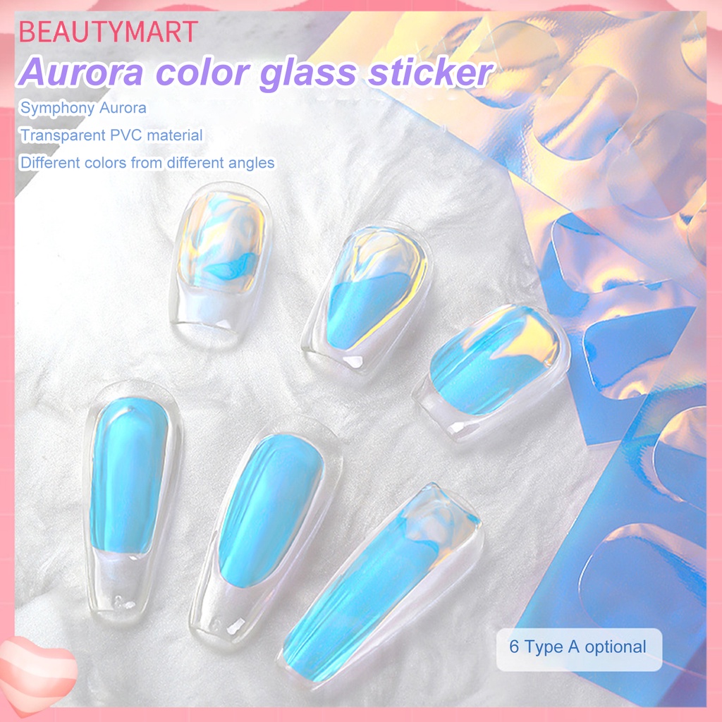 Miếng Dán Trang Trí Móng Tay Bằng PVC Mỏng Nhẹ Màu Aurora