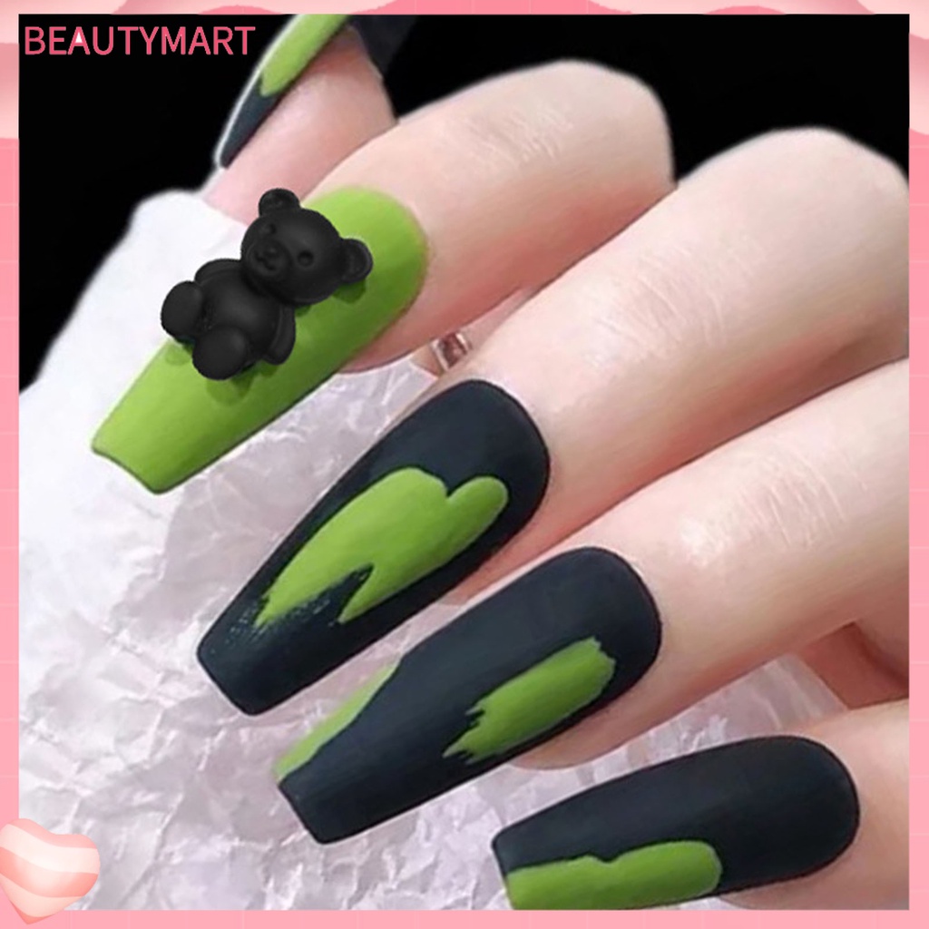 Bộ 10 Phụ Kiện Trang Trí Móng Tay Tạo Hiệu Ứng 3D Hình Gấu Hoạt Hình Dễ Thương Cho Nữ