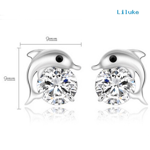 Đôi Khuyên Tai Mạ BạC HìNh Cá Heo ĐíNh Zirconia LấP LáNh ThờI Trang Cho Nữ