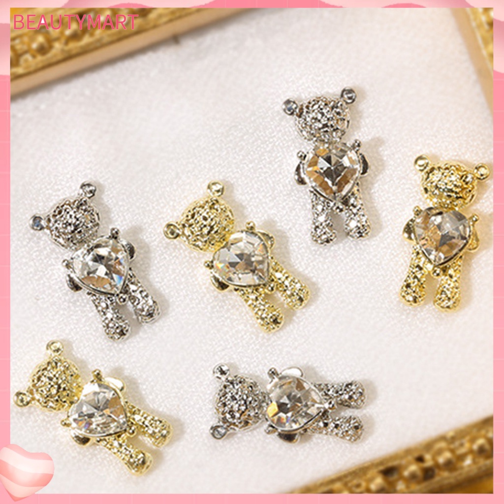 Túi 20 Phụ Kiện Trang Trí Móng Tay Hình Gấu 3D Bằng Hợp Kim Dễ Thương DIY