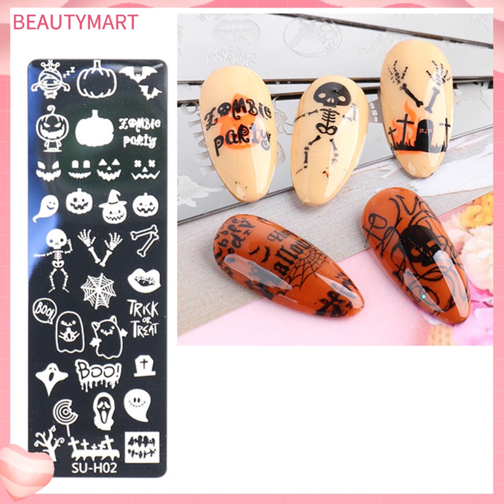 Khuôn Trang Trí Móng Nghệ Thuật Bằng Thép Không Gỉ Phong Cách Halloween Cho Nữ