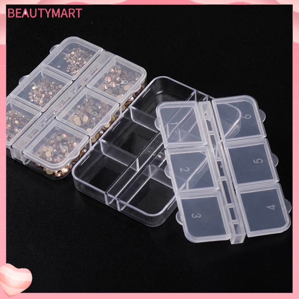 Set 5 Hộp Nhựa Trong Suốt 6 Ngăn Đựng Trang Sức Sức Chứa Lớn Tiết Kiệm Không Gian