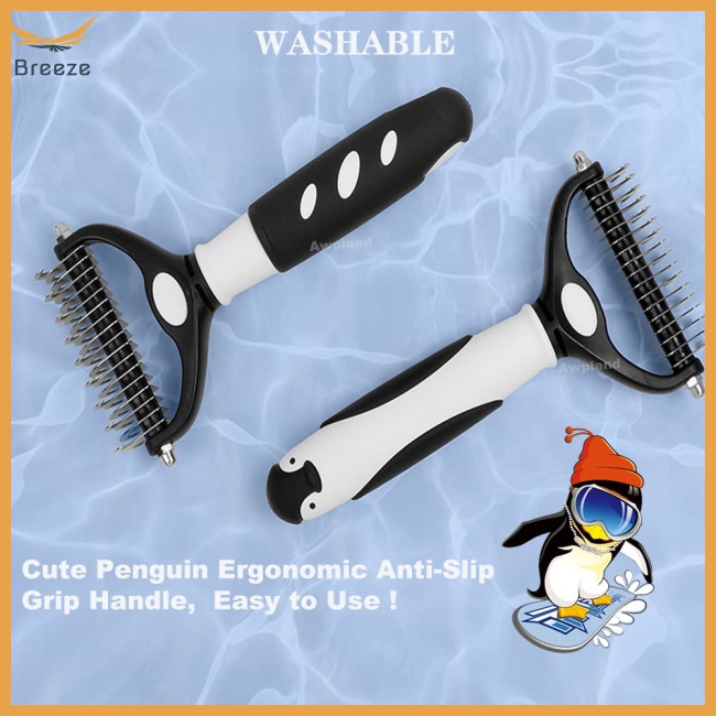 Lược Chải Lông Thú Cưng Hai Mặt 17 + 9 Răng Hút Ẩm Hình Chim Cánh Cụt