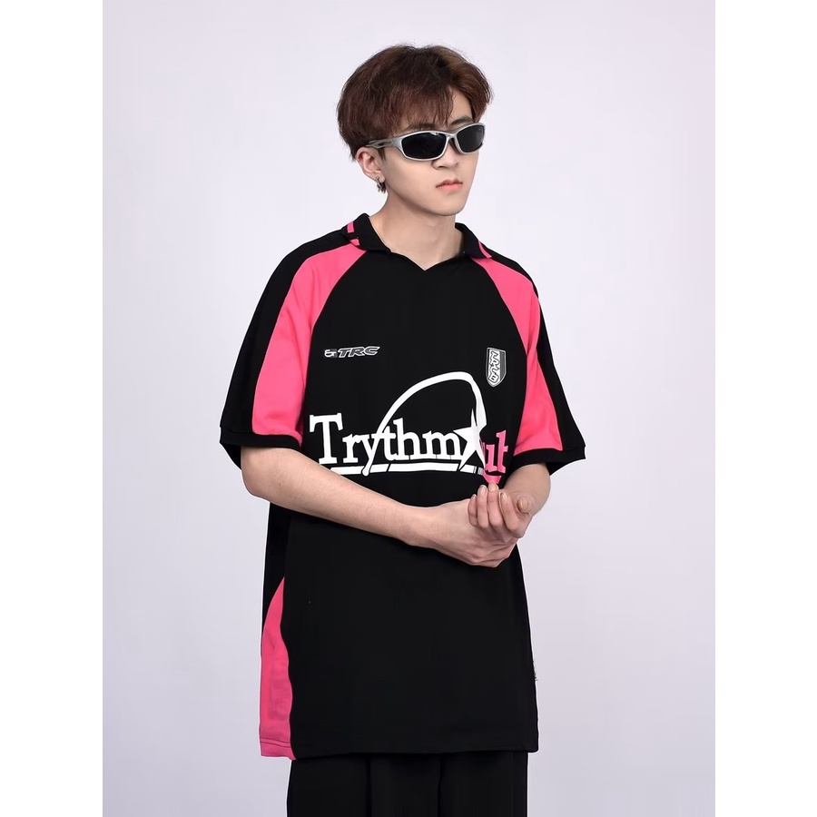 Áo Thun Tay Ngắn Dáng Rộng Phong Cách Đường Phố Mỹ Màu Sắc Tương Phản Thời Trang Cho Nam Và Nữ