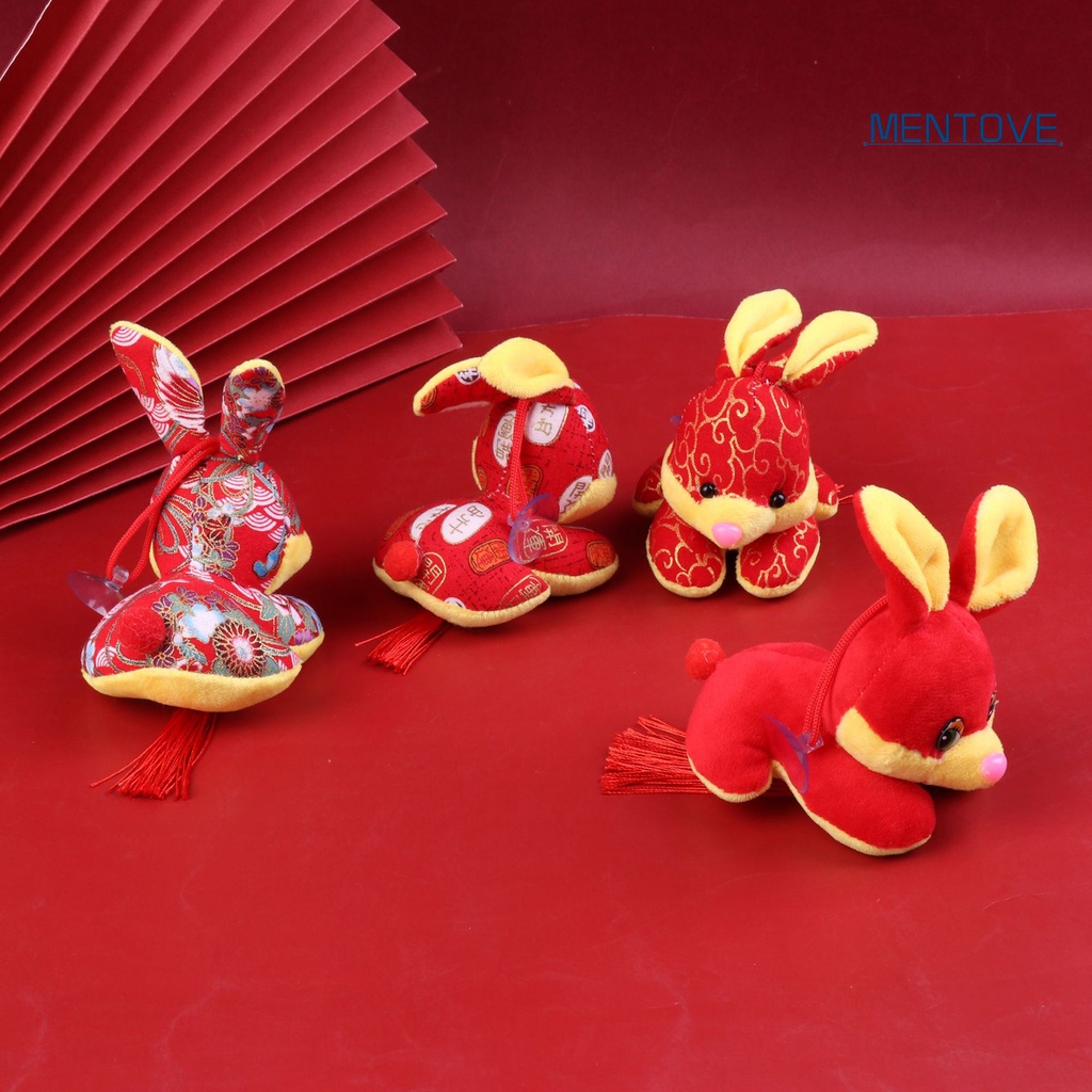 Búp Bê Nhồi Bông Hình Thỏ Năm Mới 2023 10cm Có Giác Hút Và Dây Treo Trang Trí