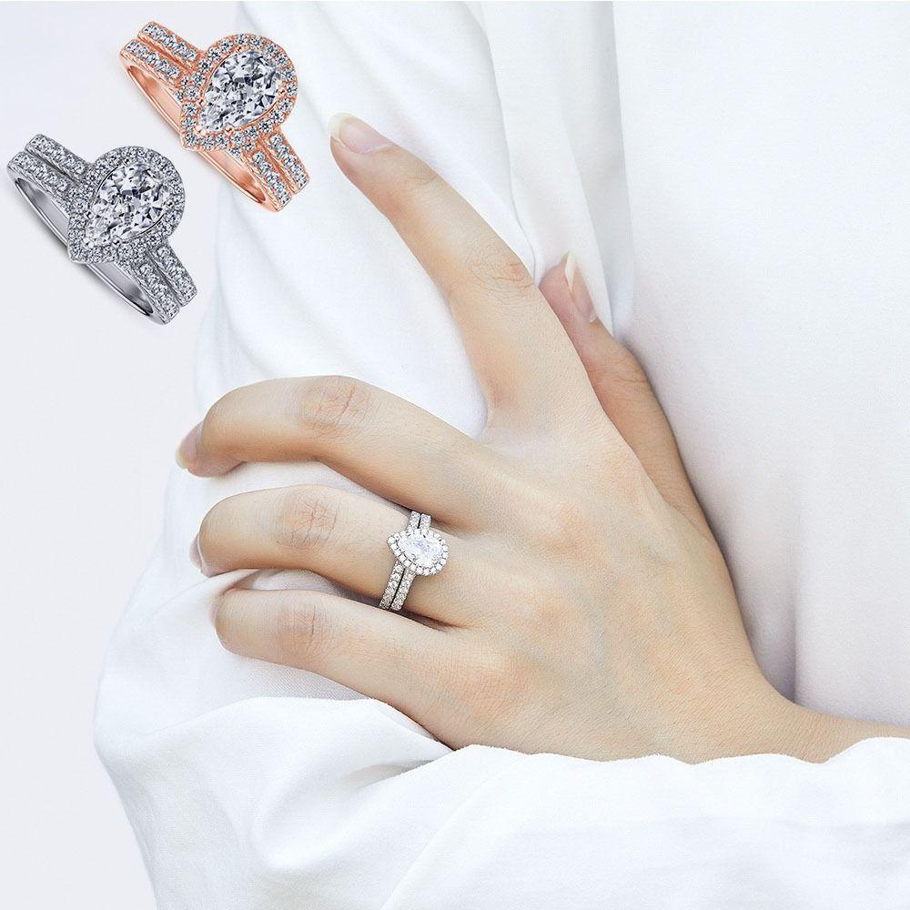 Nhẫn Hình Giọt Nước Họa Tiết Hoa Hồng Thời Trang Sang Trọng Chất Lượng Cao Làm Quà Tặng Sinh Nhật
