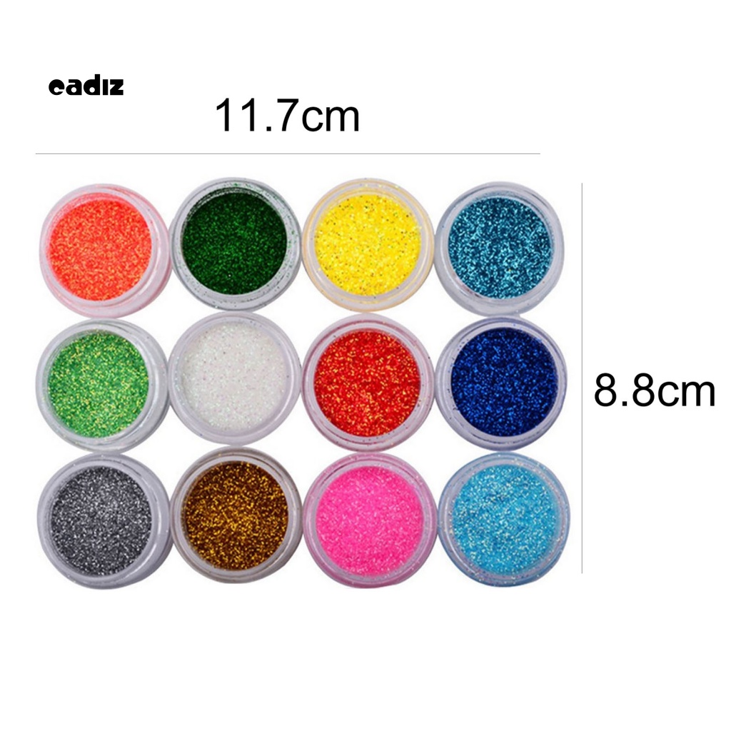 Set 12 Hộp Bột Kim Tuyến Nhiều Màu Sắc Dùng Để Trang Trí Móng Nghệ Thuật