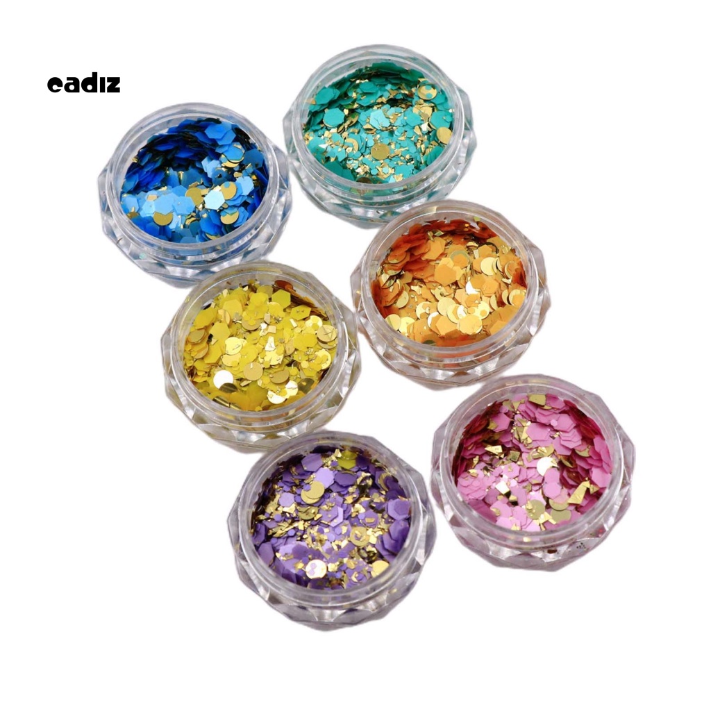 Set 6 Hộp Bột Kim Tuyến Mạ Vàng Lấp Lánh Trang Trí Móng Tay Cho Nữ