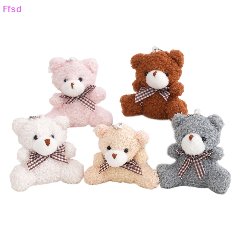 Móc Chìa Khóa Đồ Chơi Mini Bằng Cotton Mềm Hình Gấu / Thỏ / Cún Nhồi Bông Dễ Thương Cho Bé Gái Và Trẻ Em