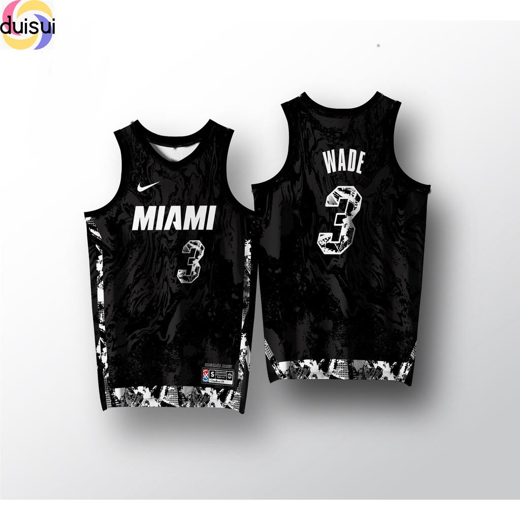 Duoisui02 MIAMI HEAT WADE Đen HG JERSEY Thăng Hoa Đầy Đủ