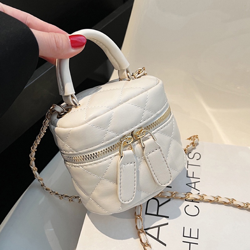 Túi Đeo Chéo mini Dây Rút Thêu Họa Tiết Hình Thoi Thời Trang Cho Nữ