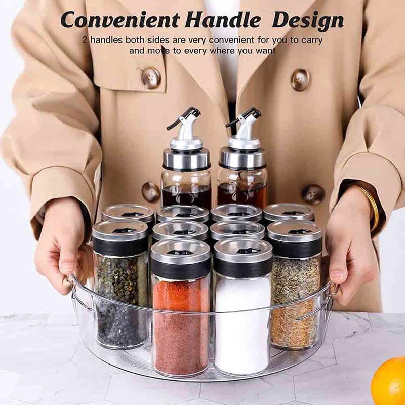 Set 2 Hộp Đựng Đồ Dùng Nhà Bếp Xoay 360 Độ 11 Inch Tiện Dụng