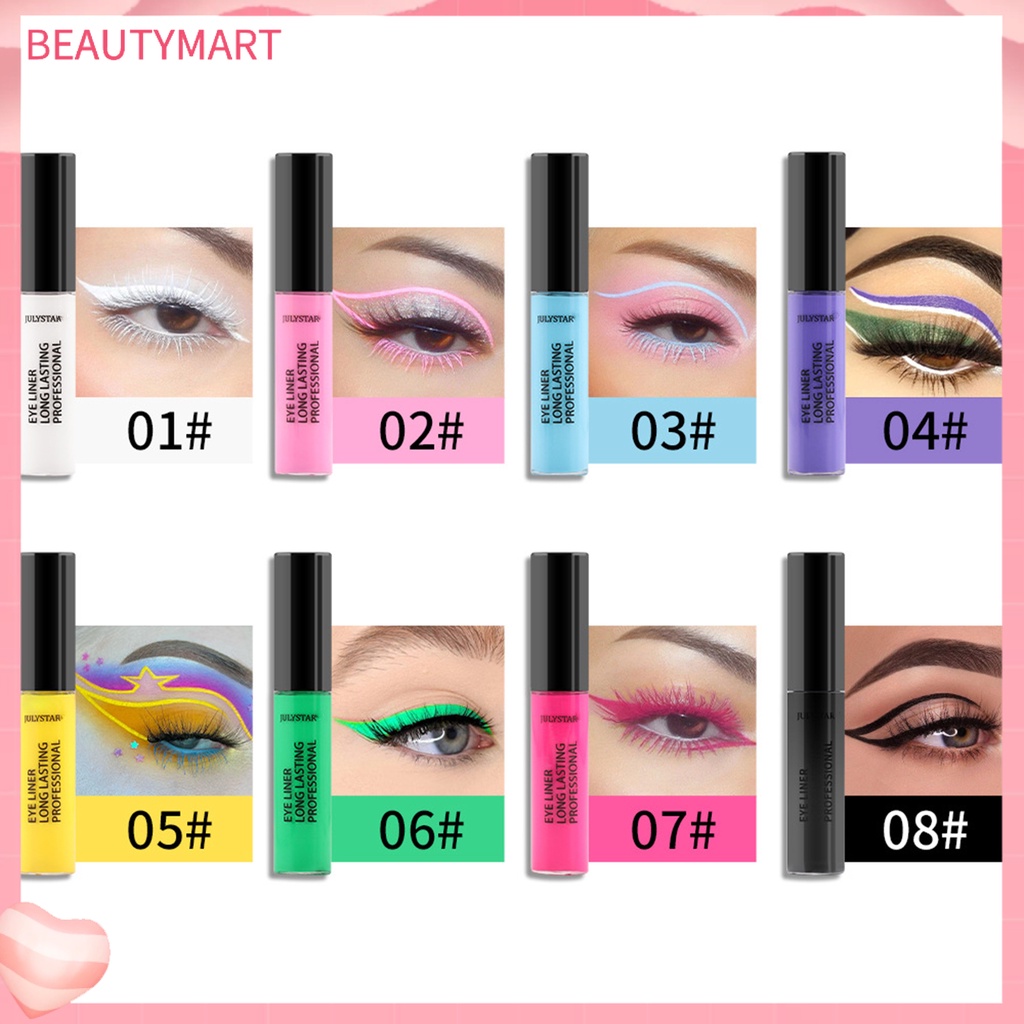 Set 8 Bút Kẻ Mắt Dạng Lỏng 2.5ml Màu Sắc Tự Nhiên Không Phai Màu