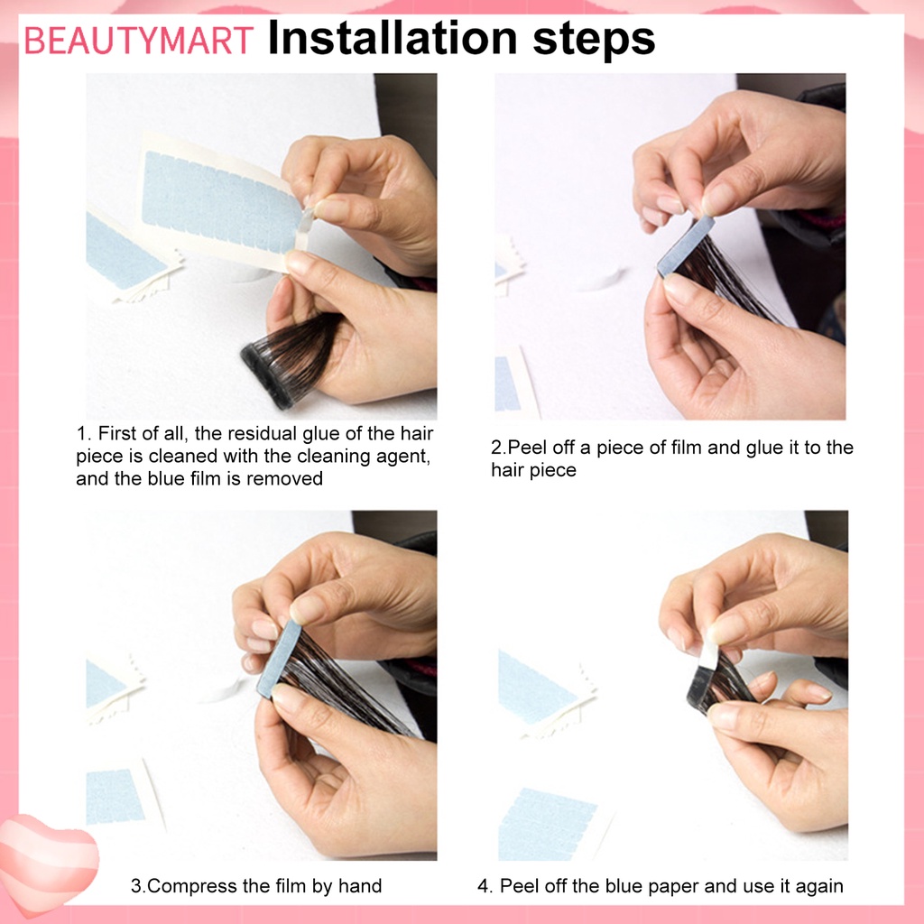 Bộ 5 Tấm 60 Miếng Dán Tóc Giả Mềm Mại Thoáng Khí Không Để Lại Dấu Vết
