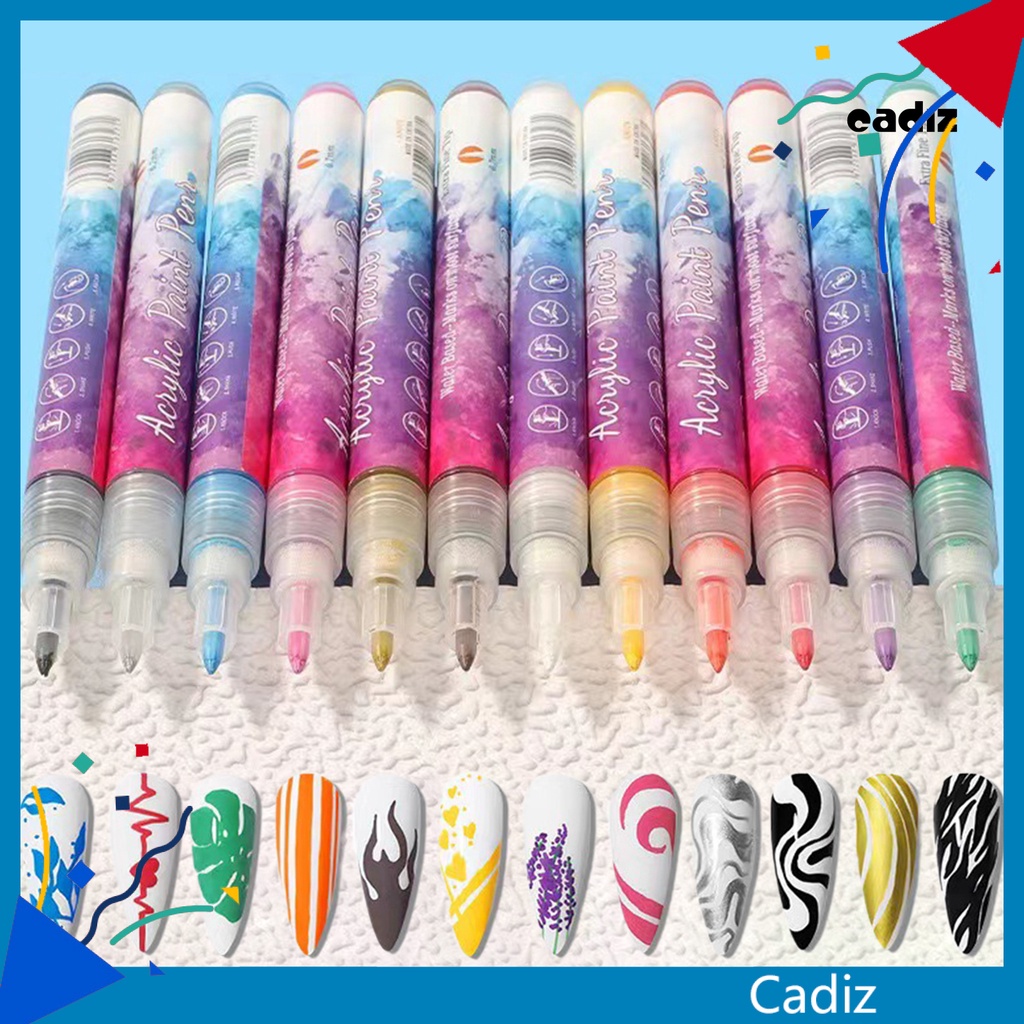 Set 12 Bút Vẽ Móng Nghệ Thuật Nhanh Khô Chống Thấm Nước