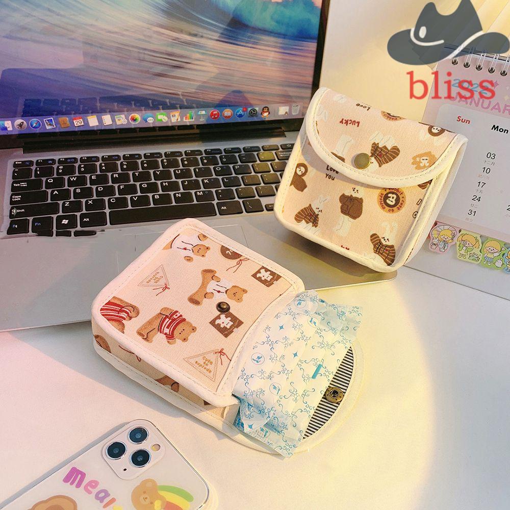 Túi Đựng Băng Vệ Sinh Tai Nghe / Tiền Xu In Hình Thỏ / Gấu Kiểu Hàn Quốc Tiện Dụng Mang Theo Du Lịch