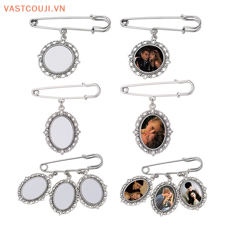 Ghim Cài Áo Hình Oval Bằng Nhôm Dùng Làm Khung Ảnh Cưới Diy