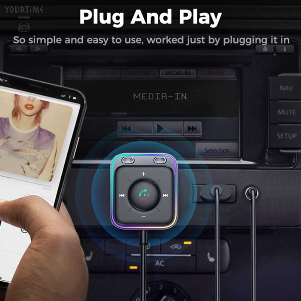 Bộ Chuyển Đổi Âm Thanh Bluetooth 5.3 AUX Kép Cho Xe Hơi