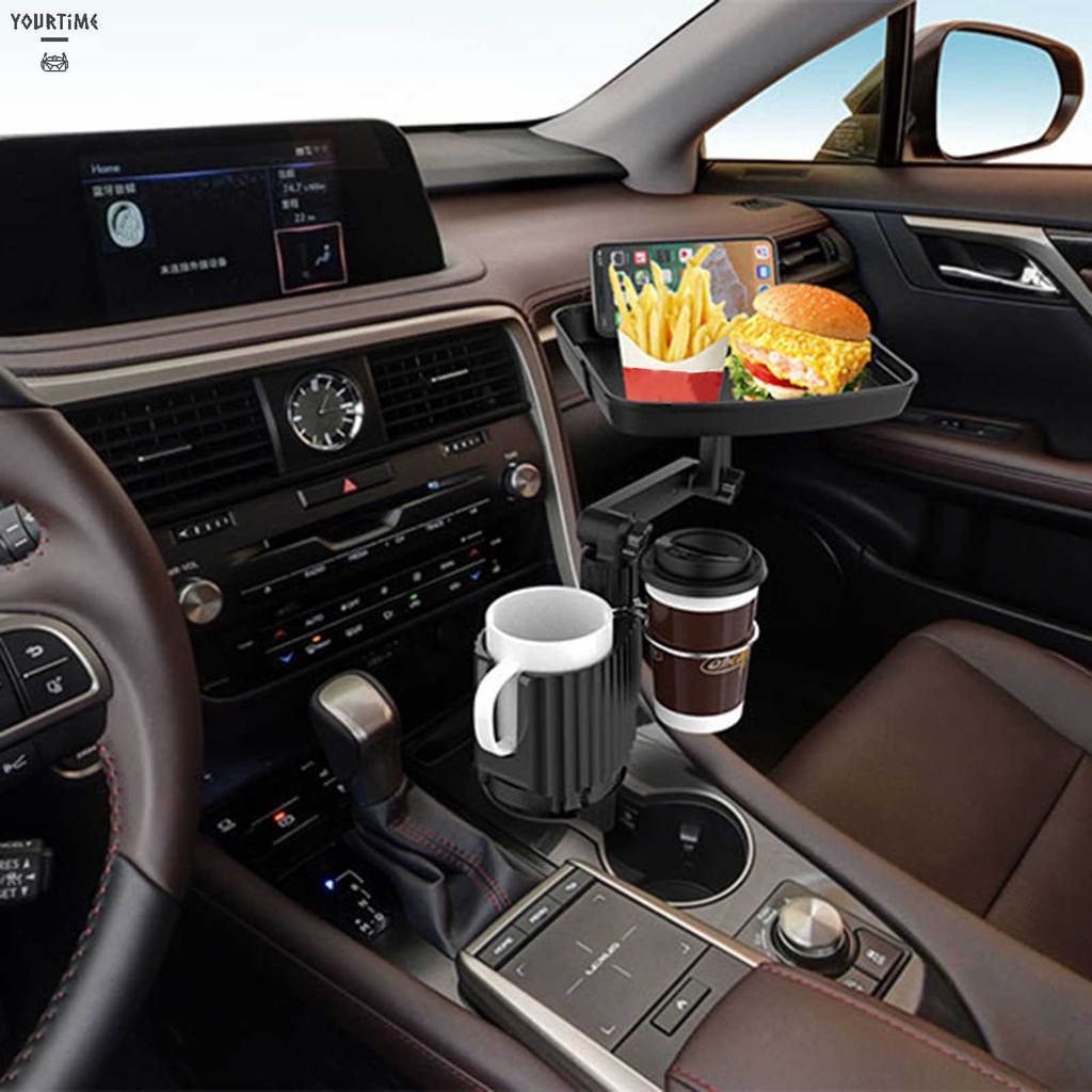 Khay Đựng Thức Ăn Hình Vuông Có Thể Xoay Tiện Dụng Cho Xe Hơi