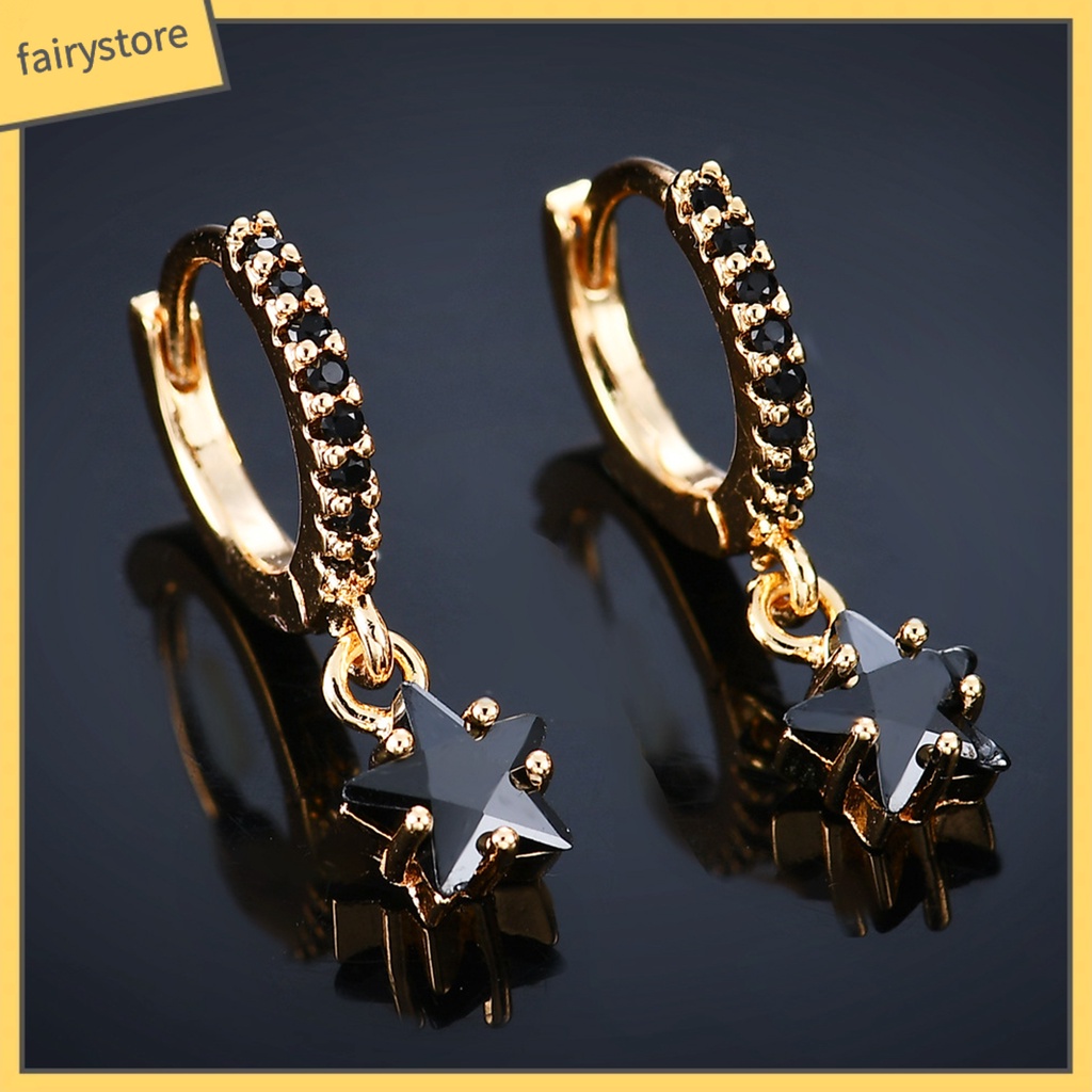 1 Đôi Bông Tai Hình Ngôi Sao Đính Đá Zircon Nhiều Màu Dành Cho Nữ